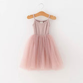 Mila - Dusty Pink Singlet Dress with Tulle Tutu.